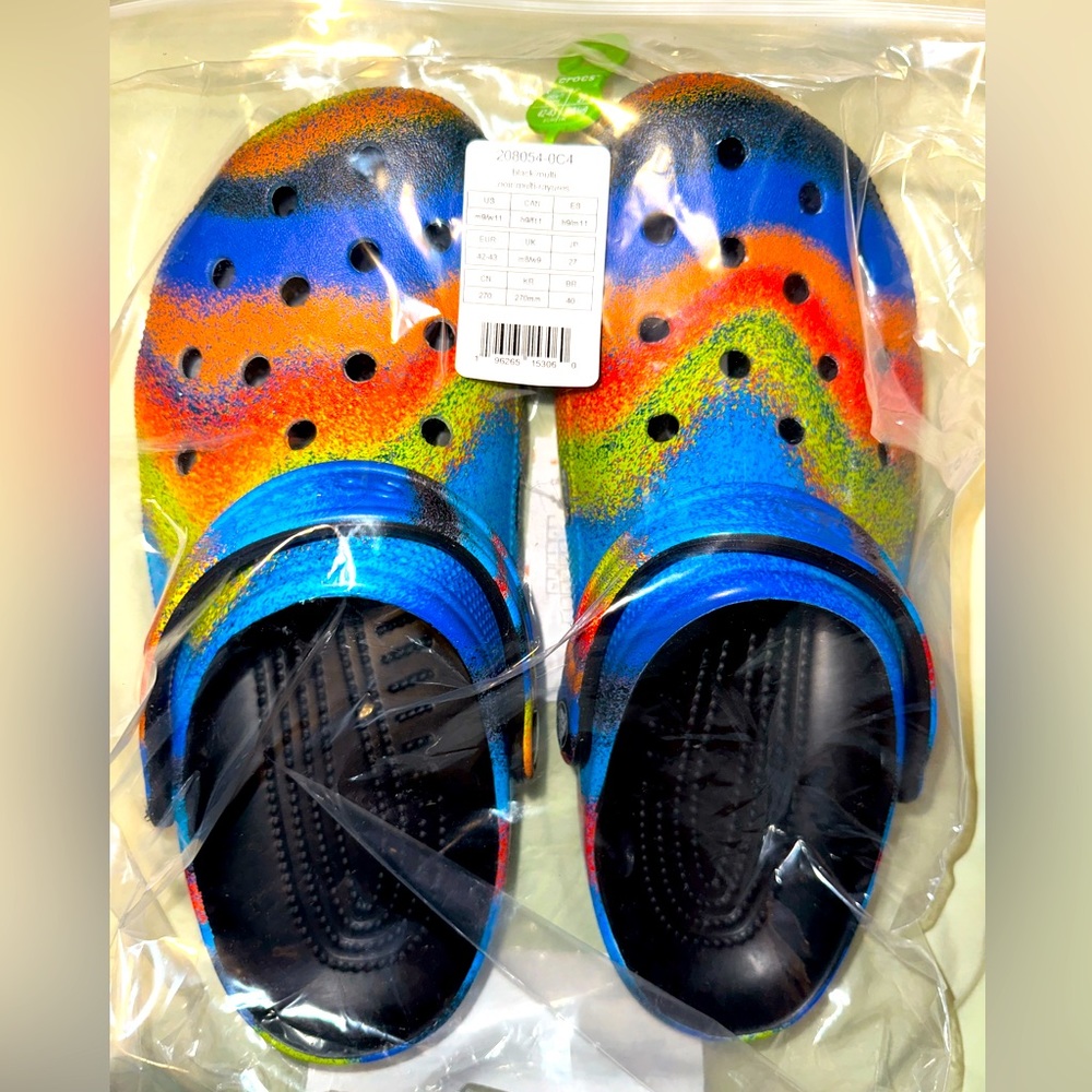 NIB “Spray Can” multicolor Crocs